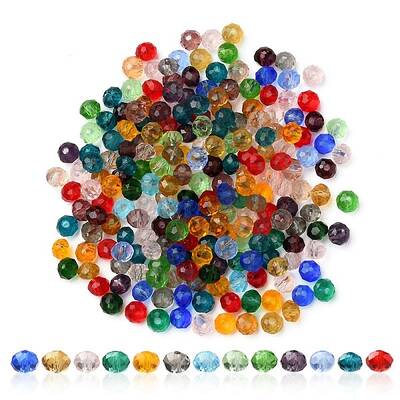 Faceted Rondelle Transparent Glass Beads