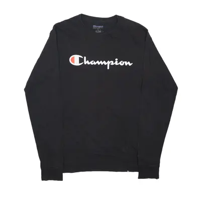 CHAMPION T-Shirt Black Long Sleeve Mens S
