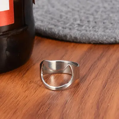 Ring-shape Beer Bottle Opener, 1 Count Finger Bottle Cap Remover, Stainless Steel Bottle Opener, Kitchen Gadget