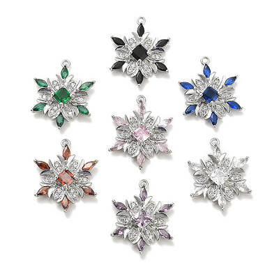 Brass Micro Pave Colorful Cubic Zirconia Pendants