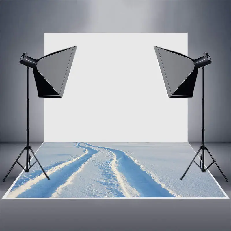 Winter White Snowfield Wheel Tracks Rubber Floor Mat - Aperturee