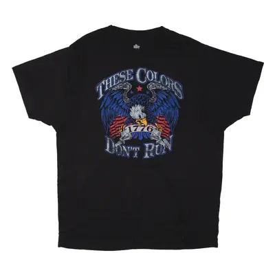 WAY TO CELEBRATE Patriotic These Colours Don't Run Eagle USA T-Shirt Black Short Sleeve Mens XL