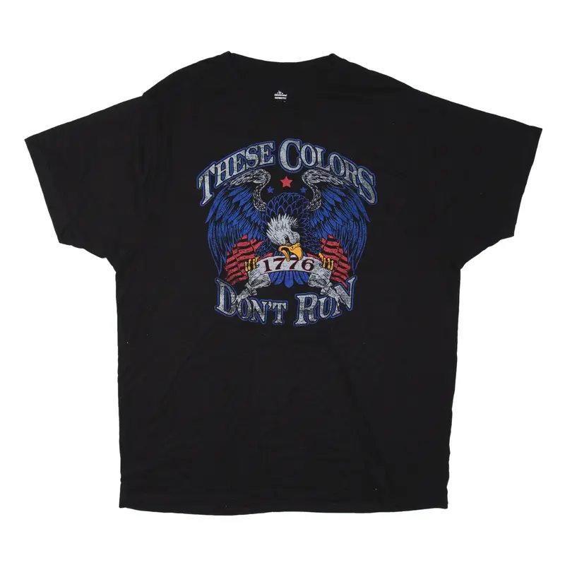 WAY TO CELEBRATE Patriotic These Colours Don't Run Eagle USA T-Shirt Black Short Sleeve Mens XL
