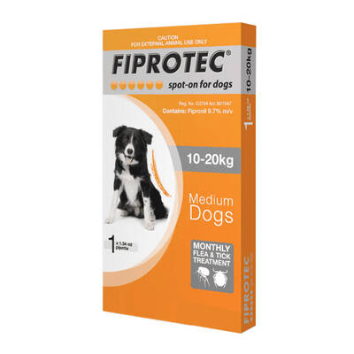 Fiprotec Spot-On For Medium Dogs 22-44lbs (Orange) 12 Pack