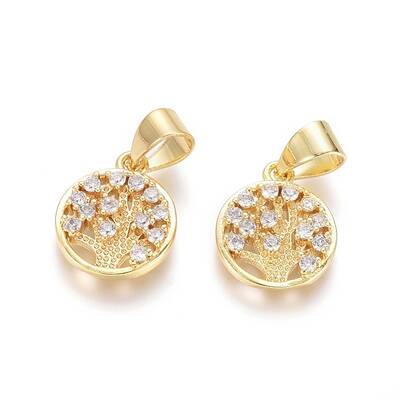 Brass Micro Pave Clear Cubic Zirconia Charms