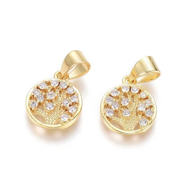 Brass Micro Pave Clear Cubic Zirconia Charms
