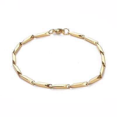 Ion Plating(IP) Unisex 201 Stainless Steel Bar Link Chain Bracelets