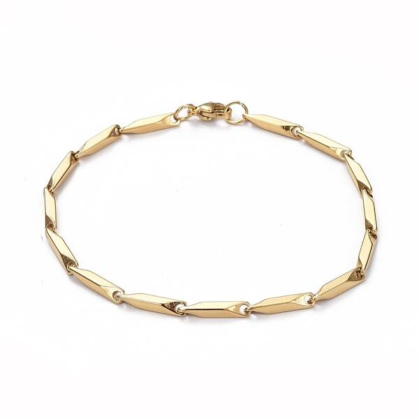 Ion Plating(IP) Unisex 201 Stainless Steel Bar Link Chain Bracelets
