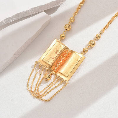 Fashionable Vintage Brass Tassel Book Pendant Necklaces for Women