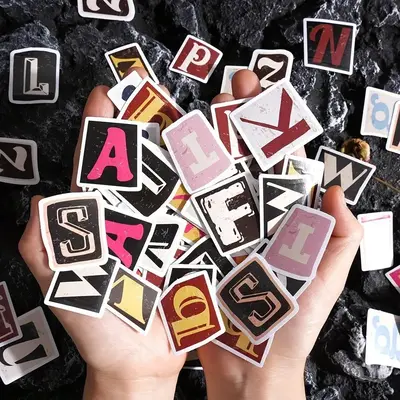 Vintage Letters Pattern Sticker, 46pcs/pack Self Adhesive Decor Paper, Decor Sticker for Gift Greeting Card Water Bottle Lapt...