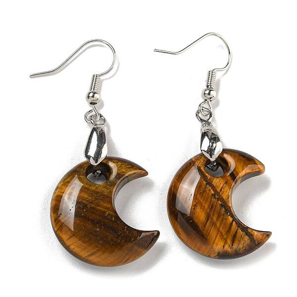 Rack Plating Moon Brass Dangle Earrings for Women