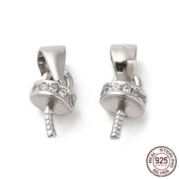 Rhodium Plated 925 Sterling Silver Cup Peg Bails