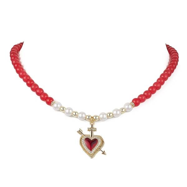 Heart Brass Cubic Zirconia Pendant Necklace
