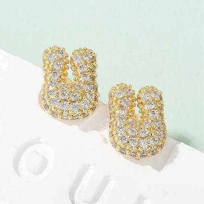 Brass Micro Pave Cubic Zirconia Stud Earrings