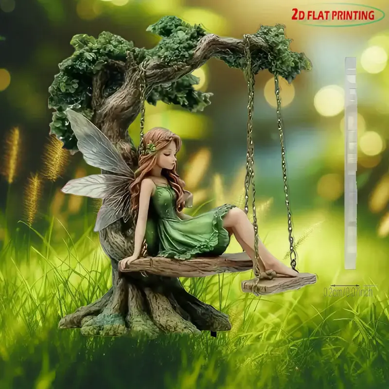 Fairy Swing Garden Stake, Acrylic Outdoor Decor, Enchanted Lawn Ornament, No Battery Needed, Year-round Whimsical Vibes, Gard...