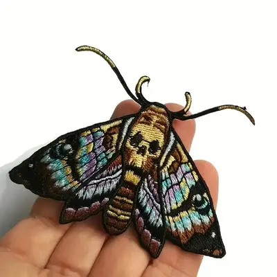 Colorful Moth Embroidered Patch, 1 Count Mixed Color Vibrant Insect Iron-on/sew-on Embellishment, Suitable for Clothing and T...