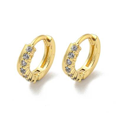 Brass Micro Pave Cubic Zirconia Hoop Earring