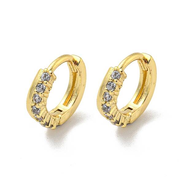 Brass Micro Pave Cubic Zirconia Hoop Earring