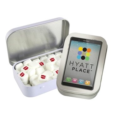 48 Customized Rectangular Tin with Imprinted Square Mints