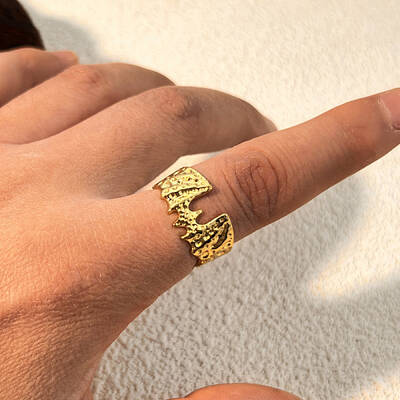 Bat Hammered 304 Stainless Steel Cuff Rings