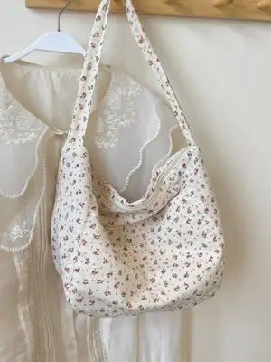 Women's Elegant Ditsy Floral Pattern Beige Tote Bag, 2025 New Style Vintage Trendy Shoulder Bag for Girls, Fashionable Bag fo...