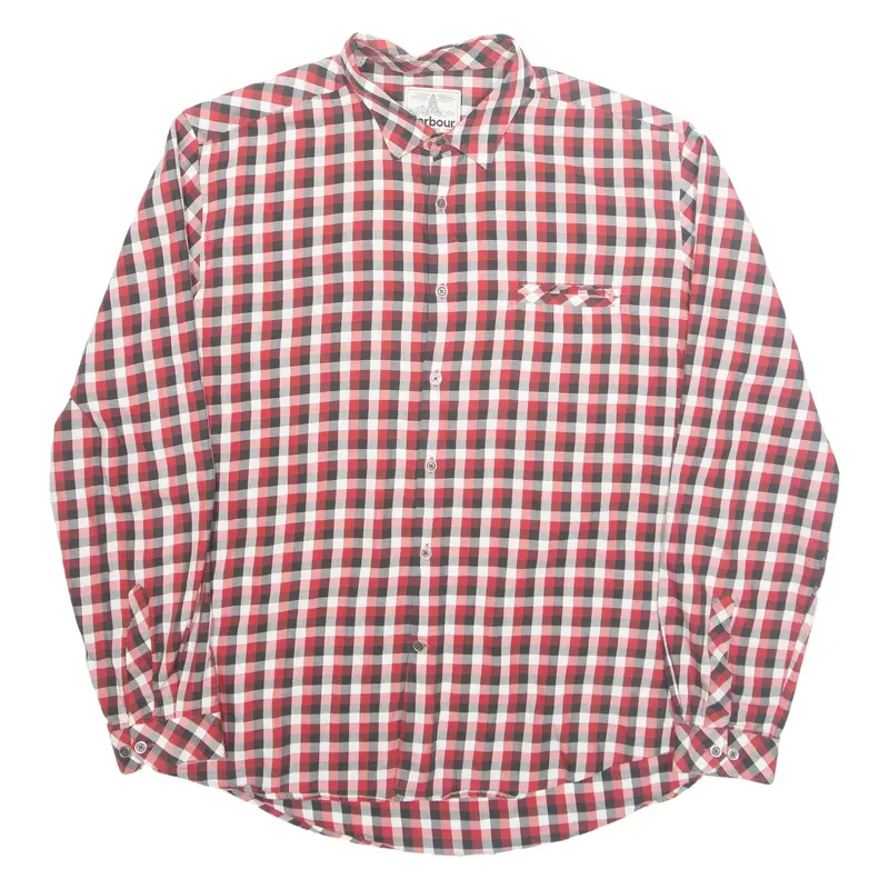 BARBOUR Slim Fit Mens Shirt Red Check Long Sleeve XL