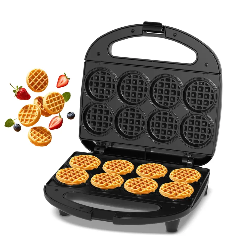 Mini Waffle Maker Machine, Small Waffle Bites Maker for Kids, Makes 8 x 2 inch Tiny Waffle Bites, Ideal for Breakfast, Snacks...