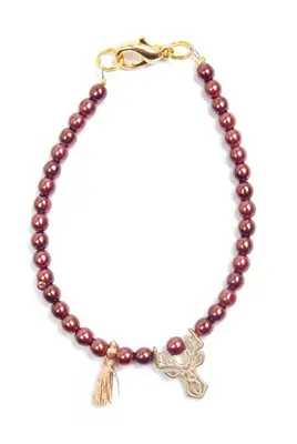 Deers Mini Braccialetto Con Perline Marroni E Corna Di Cervo