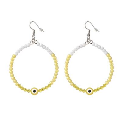 Resin Evil Eye & Acrylic Beaded Big Ring Dangle Earrings