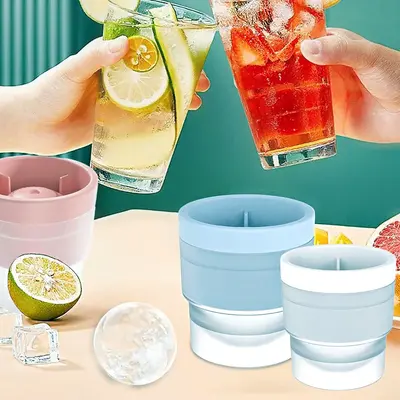 3 PCS Ice Ball Maker Mold, Reusable 2.5 Inch Ice Cube Trays, Easy Release Silicone Round Ice Sphere Tray, with Lids & Funnel ...