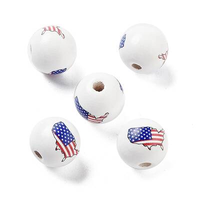 Independence Day Theme Wood European Beads