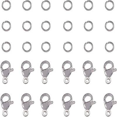304 Stainless Steel Lobster Claw Clasps and Jump Rings