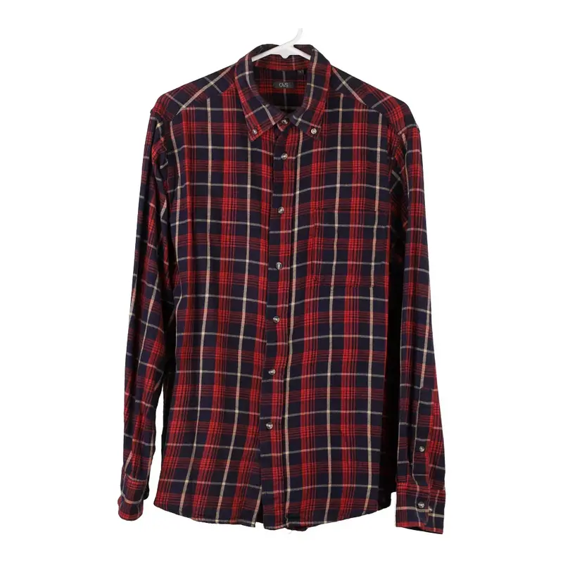Ovs Checked Flannel Shirt - Large Red Cotton