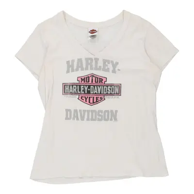 Harley Davidson Spellout T-Shirt - XL White Cotton