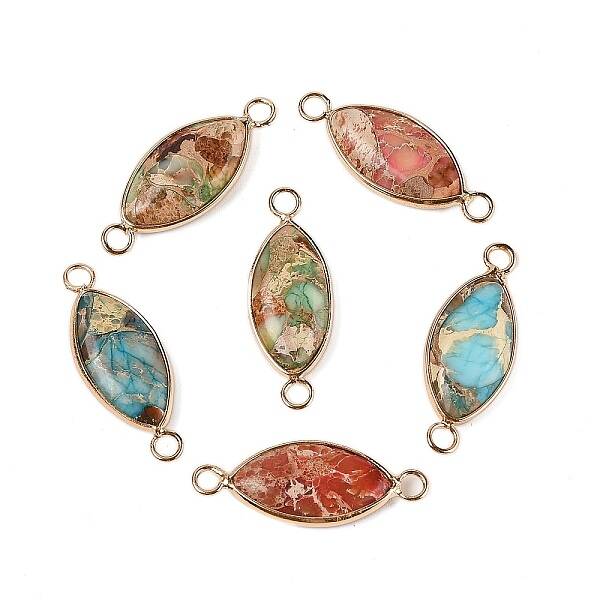 Brass Pave Natural Imperial Jasper Connector Charms