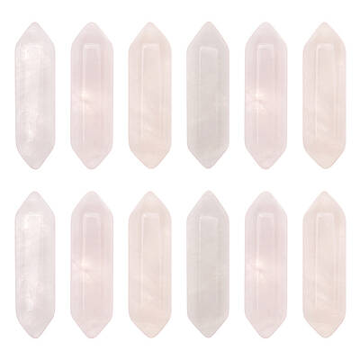 12Pcs Faceted Natural Rose Quartz Double Terminated Points