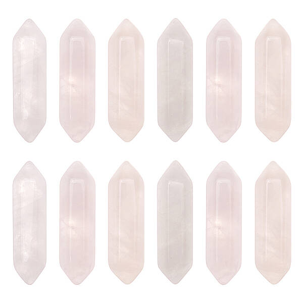 12Pcs Faceted Natural Rose Quartz Double Terminated Points