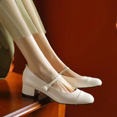 CHIKO Virginia Round Toe Block Heels Mary Jane Shoes