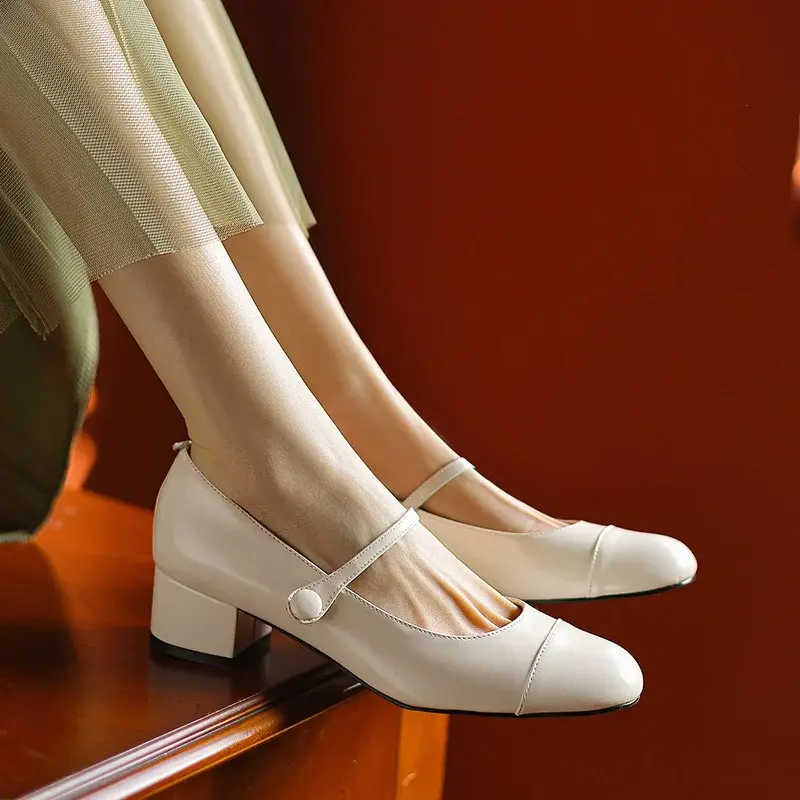 CHIKO Virginia Round Toe Block Heels Mary Jane Shoes