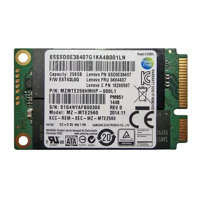 MZ-MTE2560 Samsung PM851 Series 256GB Triple-Level-Cell SATA 6Gb/s mSATA 1.8-Inch Solid State Drive