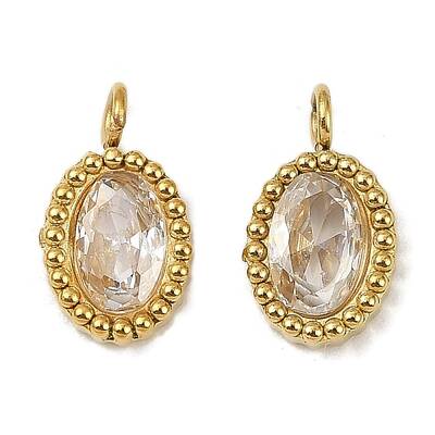 304 Stainless Steel Micro Pave Cubic Zirconia Charms