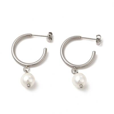 Glass Pearl Beaded Dangle Stud Earrings