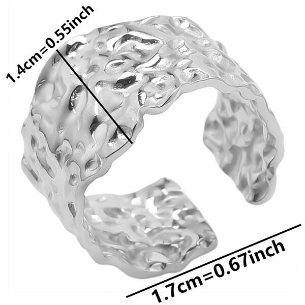 Textured 304 Stainless Steel Open Cuff Ring for Unisex