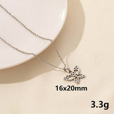 304 Stainless Steel Butterfly Pendant Necklaces