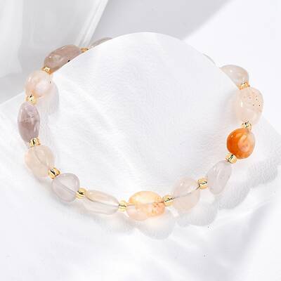 Natural Cherry Blossom Agate Beaded Bracelets for Women