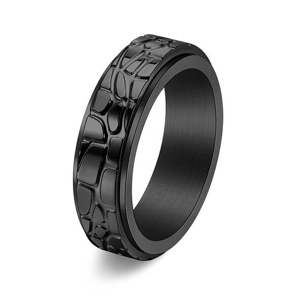 Textured Stainless Steel Rotating Finger Ring