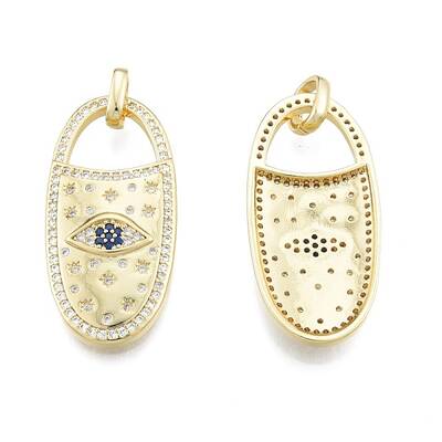 Brass Micro Pave Cubic Zirconia Pendants