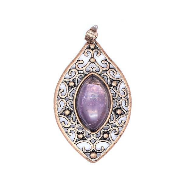 Retro Hollow Natural Amethyst Pendants