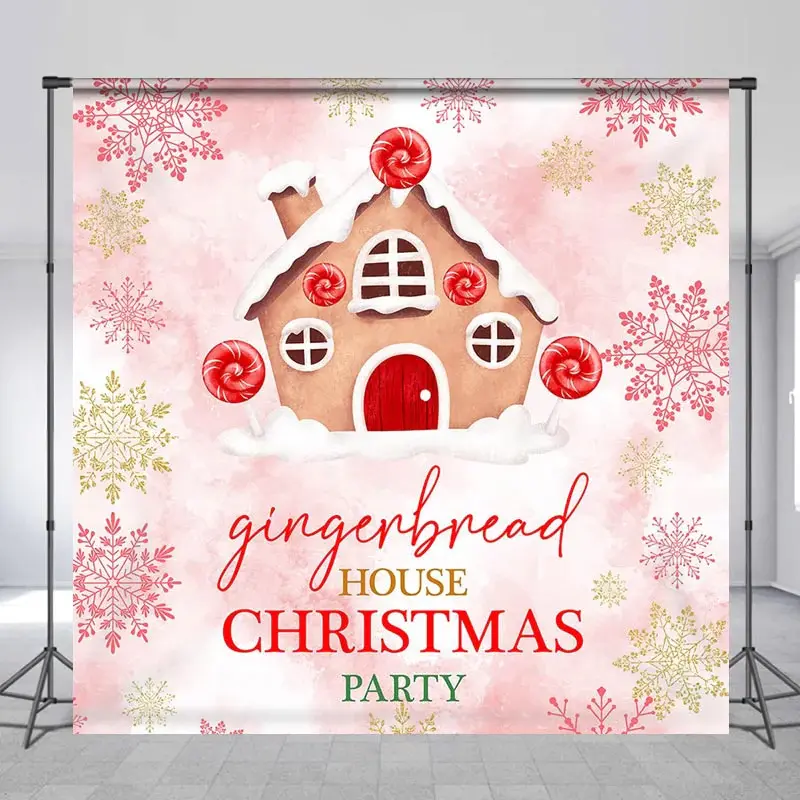 Custom Gingerbread House Snowy Christmas Backdrop - Aperturee