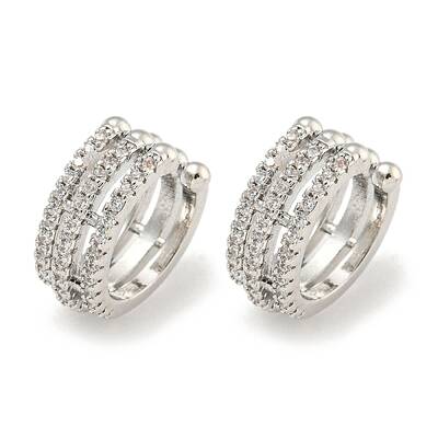 Brass Micro Pave Cubic Zirconia Cuff Earrings